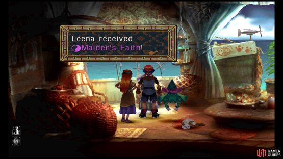 Later on, after Serge returns to normal, visit Leena&rsquo;s grandma in Home World.