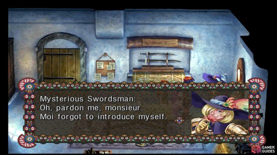 Pierre is in the back room of the smithy.