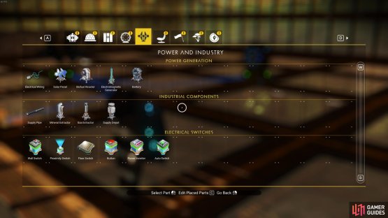 You’ll find the different kinds of power generators from the Power and Industry build menu once you’ve acquired the blueprints.