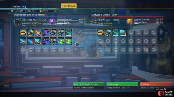 You’ll see the weapon type just below the price when you compare Multi-Tools at Weapon Terminals.