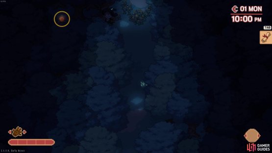 which can be found glowing in a dark alcove to the left.