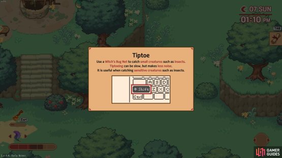 Tip-toeing can help with approaching certain creatures with the net