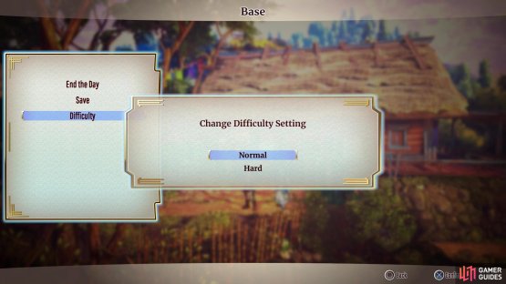 You can change difficulties at your base in town