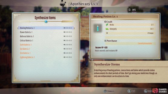 Here, you can craft healing potions and other useful potions.