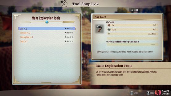 Upgrading your axe will yield rarer lumber.