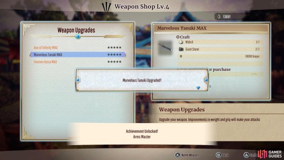 Max all 3 weapons and a nifty achievement is yours.
