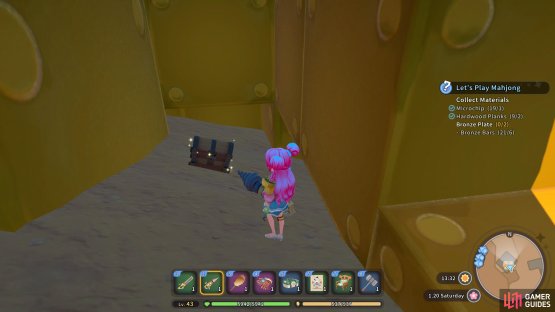The chest is tucked in a small alcove.