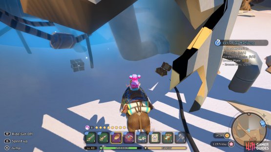 The chest is located on the right side of the broken dome.