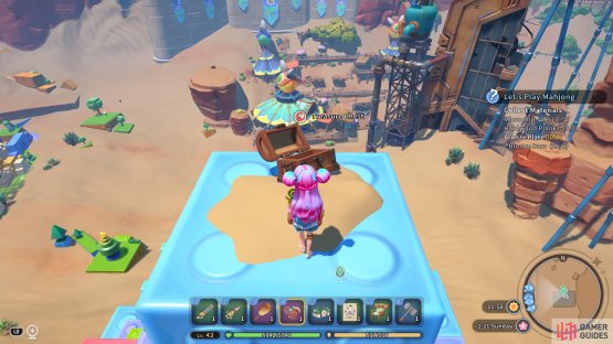 The chest is located on top of a tower. Once Catori World is built it turns into a block tower.