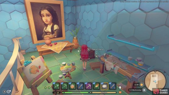 A chest can be found on the upper floor next to the large painting