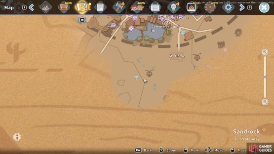 southwest of your workshop.