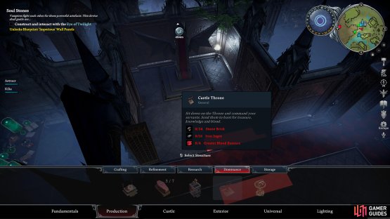 You can find the Castle Throne under the Production > Dominance tab.