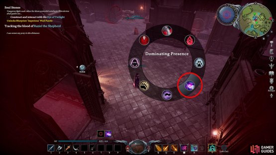 Activate Dominating Presence from the Action wheel