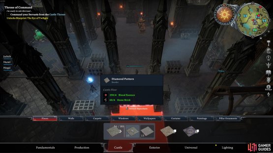 Every piece of floor will cost 2-4 Blood Essence per square.