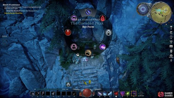 You will need to use Bat Form to reach the platform of The Dreaded Peak.