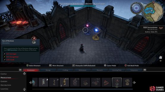 Place the Eye of Mortium in your castle, and your map will now display Rift Incursions.