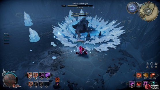 Ice Crash: Before, he comes crashing down, leaving behind a shockwave of ice in its wake.