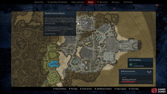 Go to the North Fortress Ruins in the Ruins of Mortium region