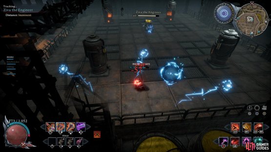Ricochet: A smaller electrical orb is fired out that can ricochet off the furnaces and railing, splitting the orb up.