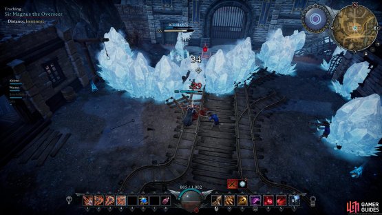 Break a block of ice so you can reach Sir Magnus immediately