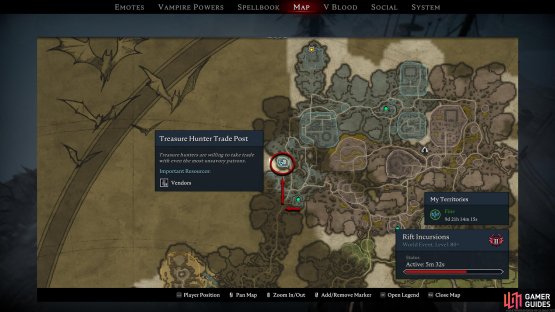 The Treasure Hunter can be found to the north of the south Vampiric Waygate in Gloomrot North.