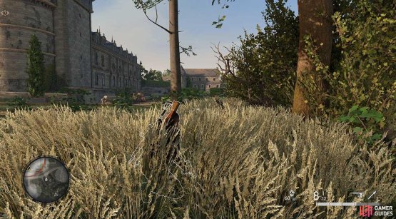 This Stone Eagle is dangerously close to the chateau and its guards