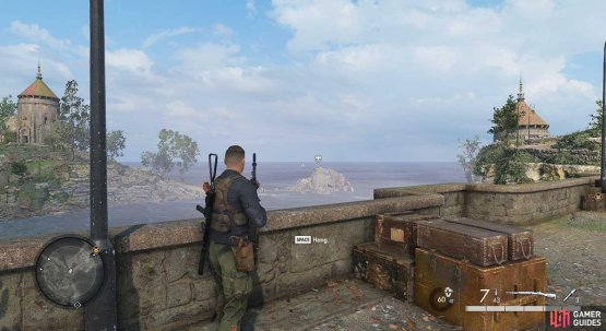 As you make your way to the exfil point you can spot the eagle on this sunken rock y outpost
