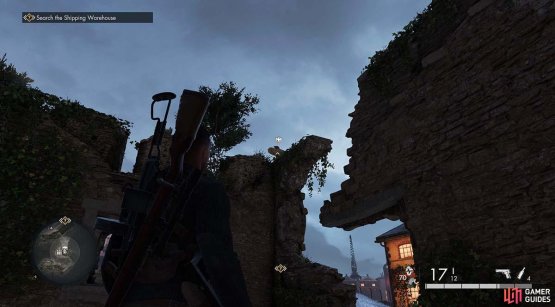 Awkward to see, but it is there, the Stone Eagle can be found on the ruined tower.