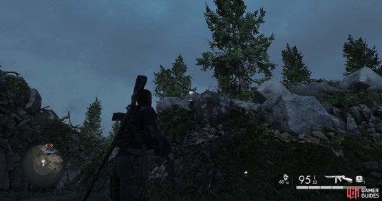 Hiding up there in this rocky outcrop is the first Stone Eagle.