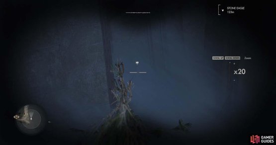 Tucked into the side the damn, the chances of you finding this without help are slim.