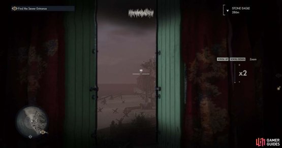 When you look through the correct window you will see the Eagle in the distance.