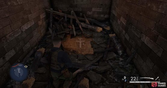 You will find this workbench in the crypt underneath the church.