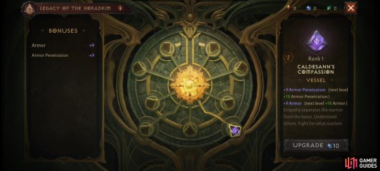 where you can socket and upgrade Vessels to earn a variety of passive stat boosts.