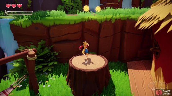Jump up from this stump to reach the ledge above