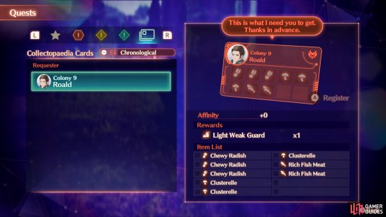 Speaking with Roald will unlock the Collectopaedia Card system