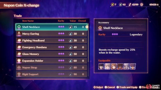 and purchase the Shell Necklace for 15 Nopon Coins. 