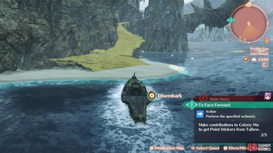 The beach where you can disembark is a little north of the ?