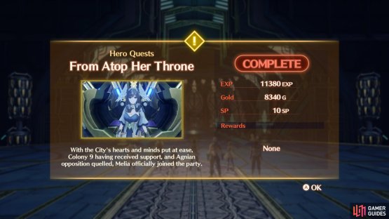 Thus ends Melia&rsquo;s Ascension Quest.