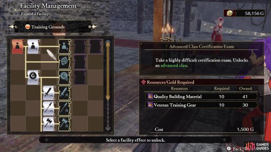 You’ll need a certain upgrade at the Training Instructor to get Advanced Classes