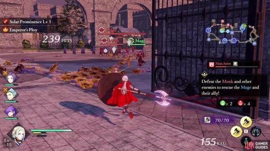 Each of the targets are being attacked by three bigger enemies