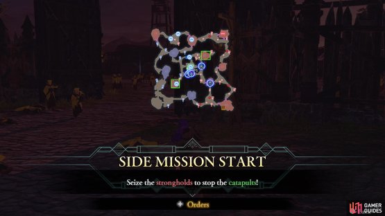 The location of the two strongholds with catapults