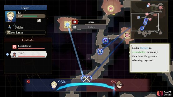 while selecting an enemy will cause them to attack or seize.