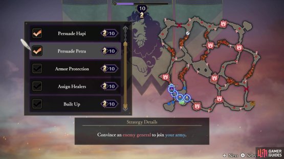 You&rsquo;ll expend Strategy Points before the Main Quest battle starts at the end of each Chapter - the most Strategy Points you have, the more Strategies you can enact.