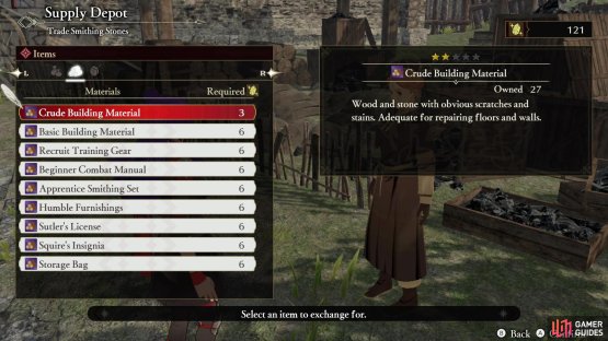 You can also trade Smithing Stones at the Supply Depot to obtain Materials,