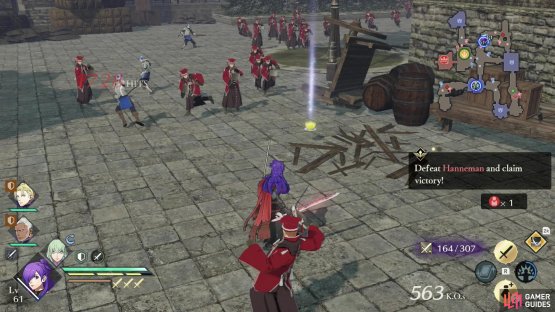 You can fill your Warrior Gauge(s) by damaging enemies, sustaining damage, or picking up yellow tonics on the battlefield.