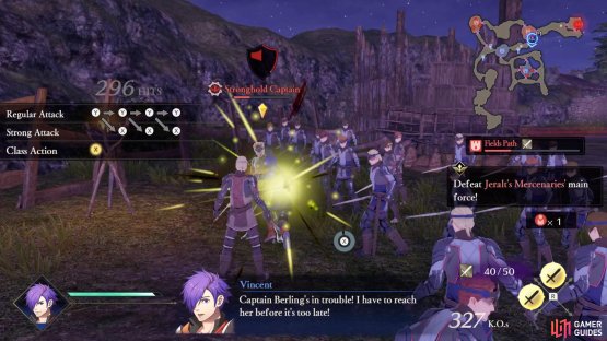 Use the same tricks as last time to beat up the Stronghold Captain.