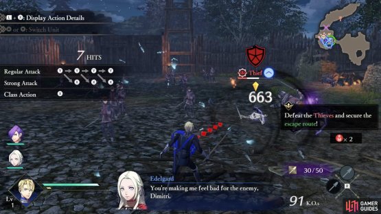 Dimitri demolishes lance wielders.