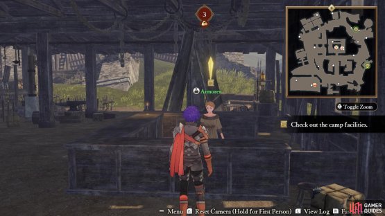 The Armorer is your gal for new equipment.