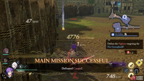 Bring Caspar to 1 HP and the battle will end.