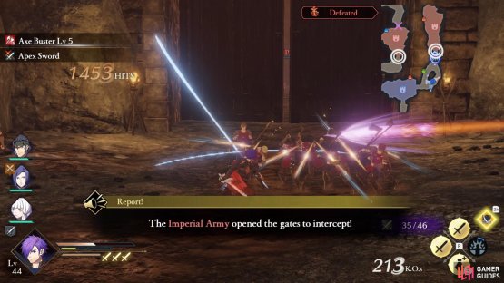 Wait outside the gate of the next stronghold to the north-east.